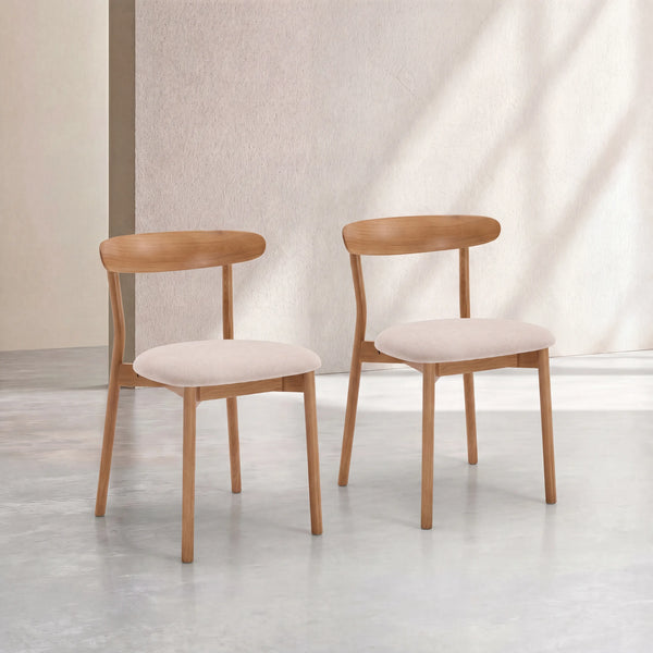 HAYDEN - Oak & Fabric Set of 2 Dining Chairs