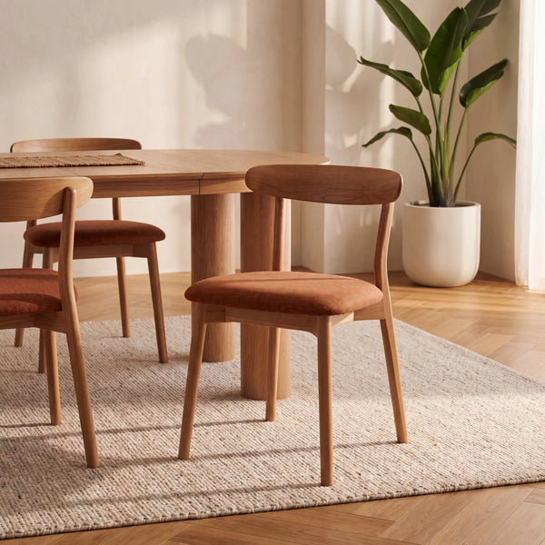 HAYDEN - Oak & Fabric Set of 2 Dining Chairs