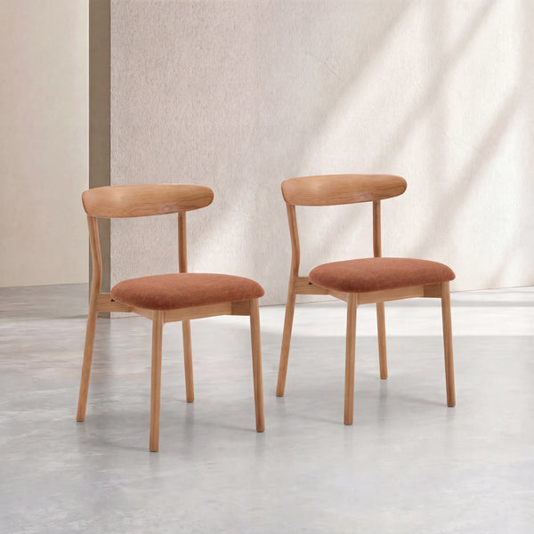 HAYDEN - Oak & Fabric Set of 2 Dining Chairs