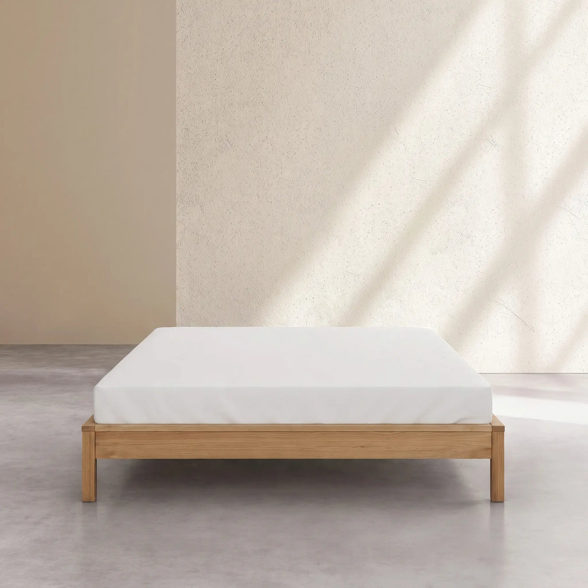 HAZO - Solid Oak Slatted Bed Base - Queen Size