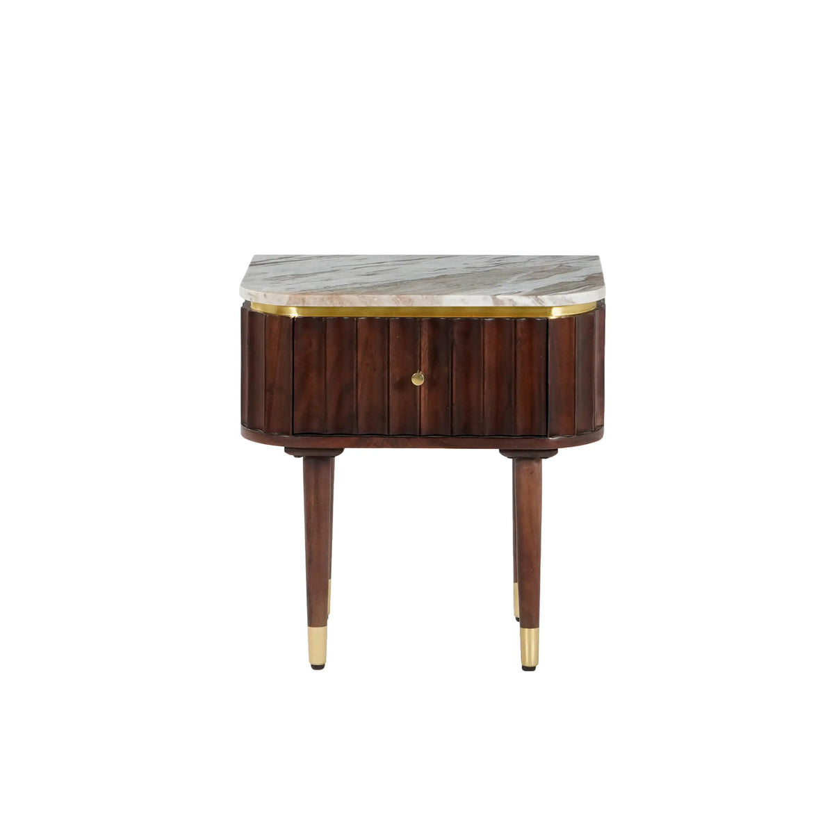 HECTOR - Acacia & Marble Bedside Table