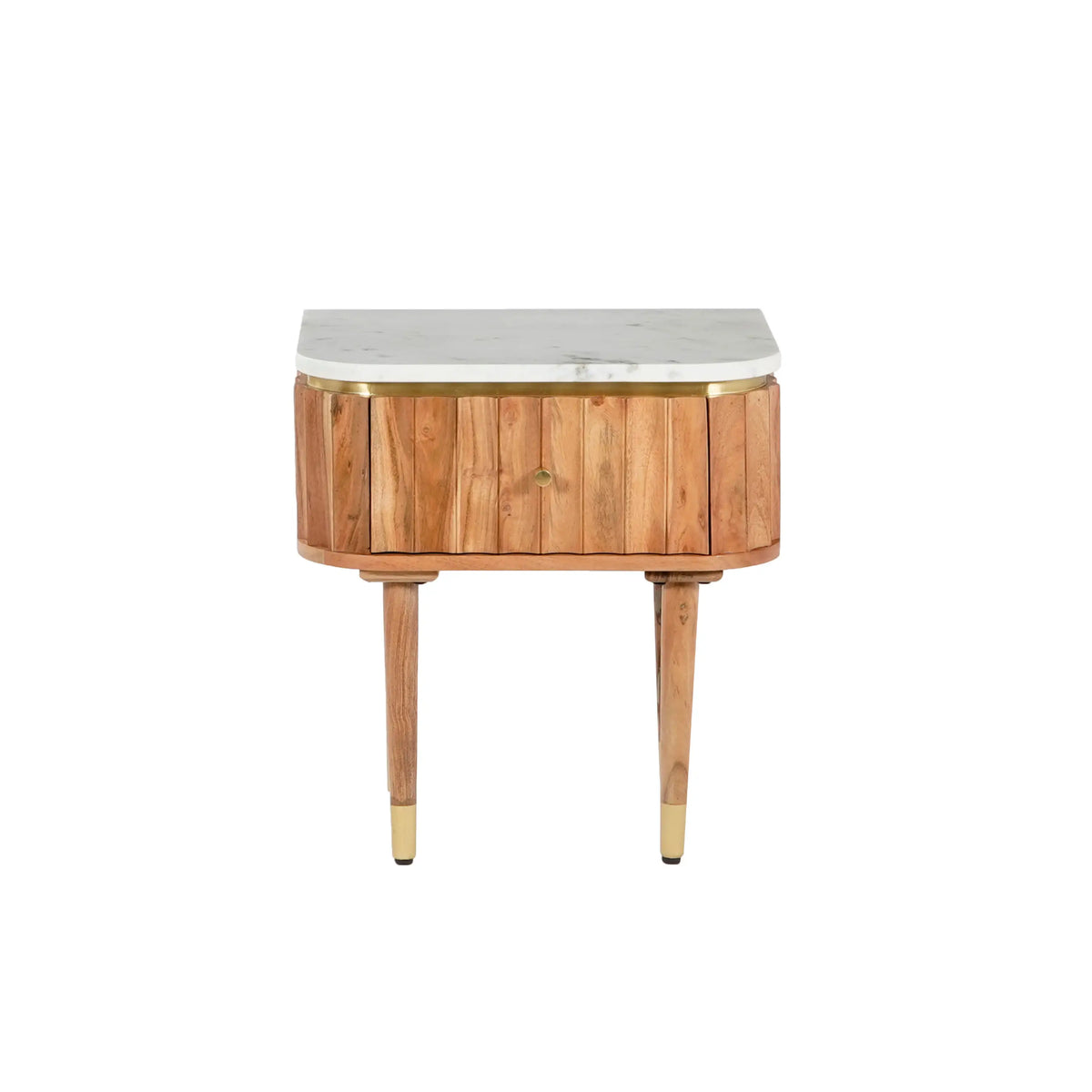 HECTOR - Acacia & Marble Bedside Table