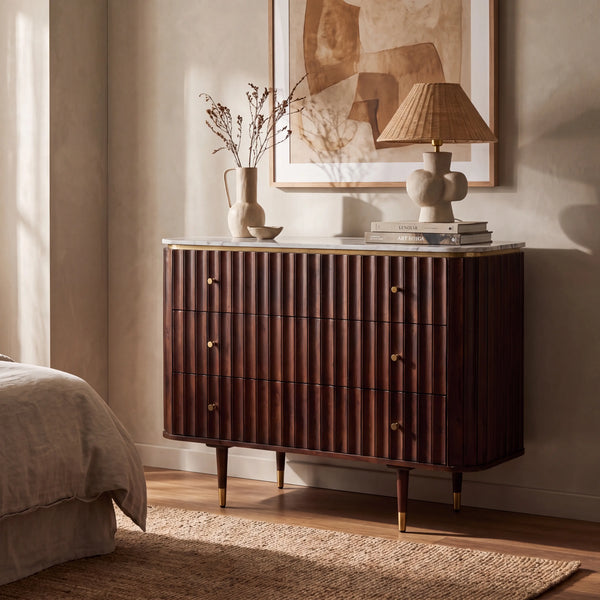 HECTOR - Acacia & Marble 3 Drawer Chest
