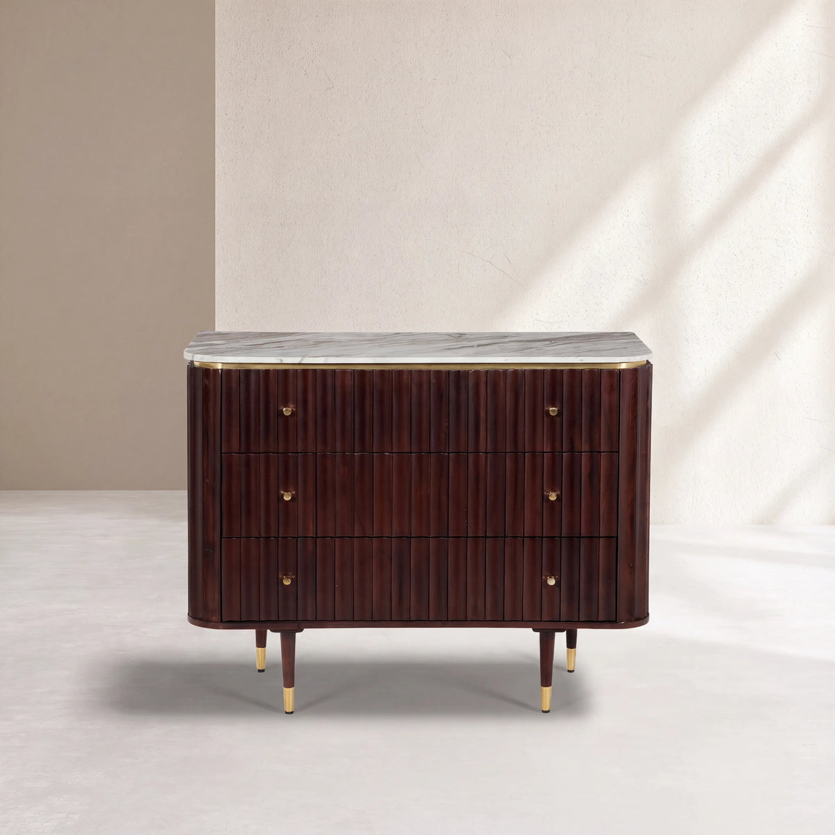 HECTOR - Acacia & Marble 3 Drawer Chest