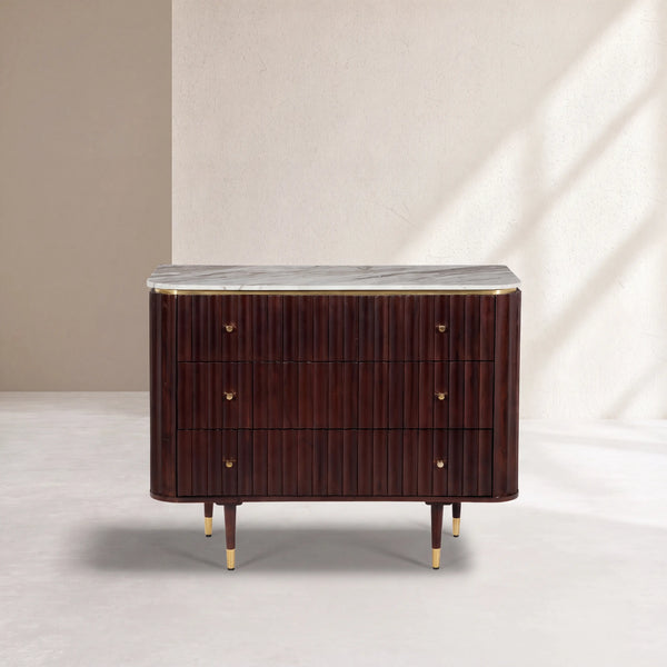 HECTOR - Acacia & Marble 3 Drawer Chest