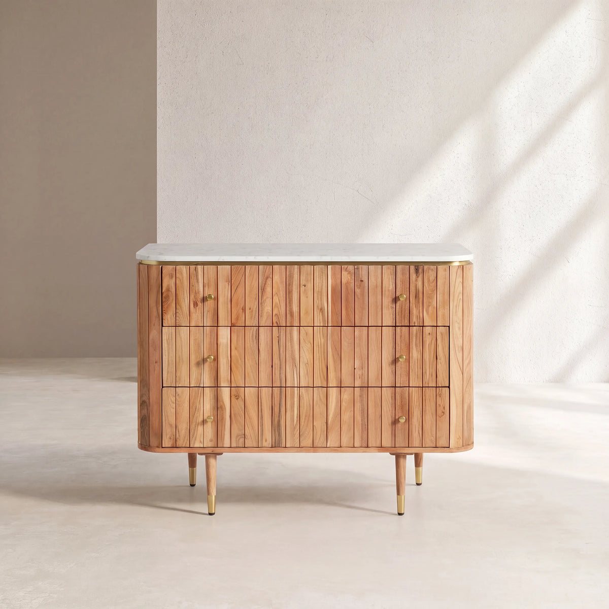 HECTOR - Acacia & Marble 3 Drawer Chest