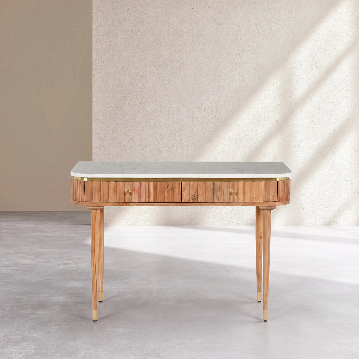 HECTOR - Acacia & Marble 2 Drawer Console