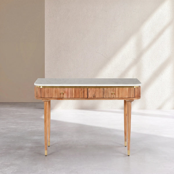 HECTOR - Acacia & Marble 2 Drawer Console