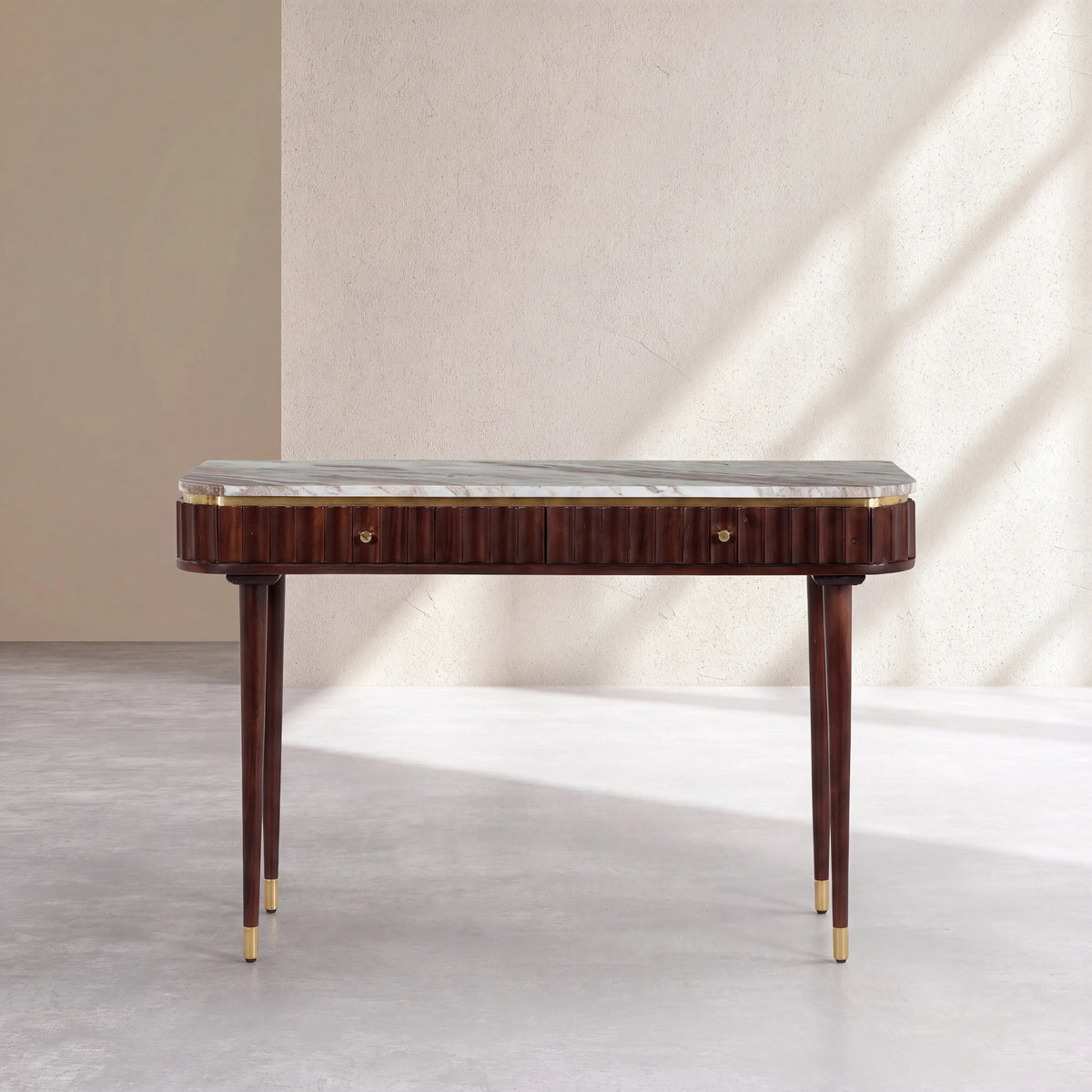 HECTOR - Acacia & Marble 2 Drawer Console
