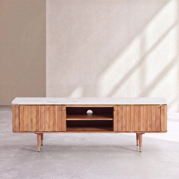 HECTOR - Acacia & Marble 2 Door Entertainment Unit