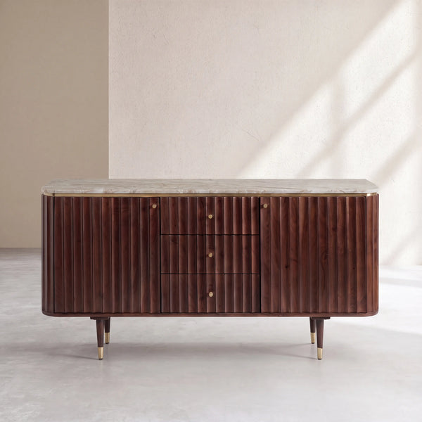 HECTOR - Acacia & Marble 2 Door Sideboard