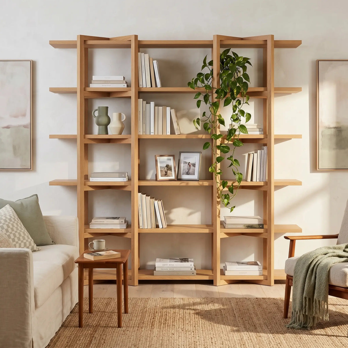 JANOA - Oak Large 5-shelf Bookcase