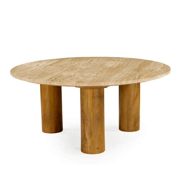 KORA - Travertine & Mango Round Coffee Table