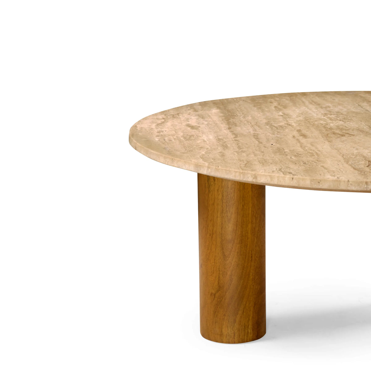 KORA - Travertine & Mango Round Coffee Table