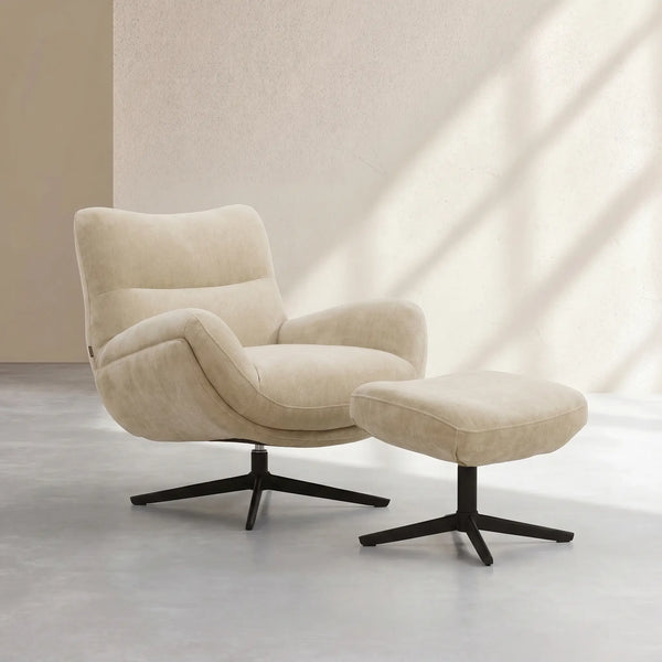 LEIA - Swivel Armchair with Footrest