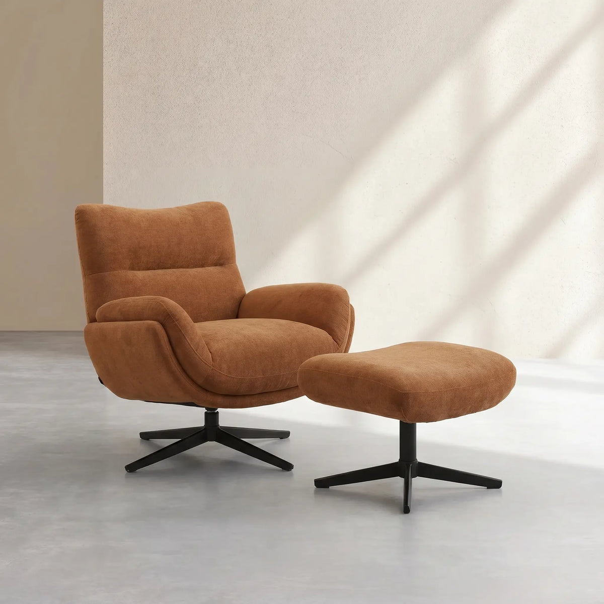 LEIA - Swivel Armchair with Footrest