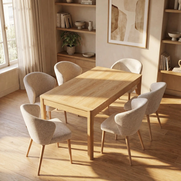 MILORD - Oak Extendable Rectangular Table