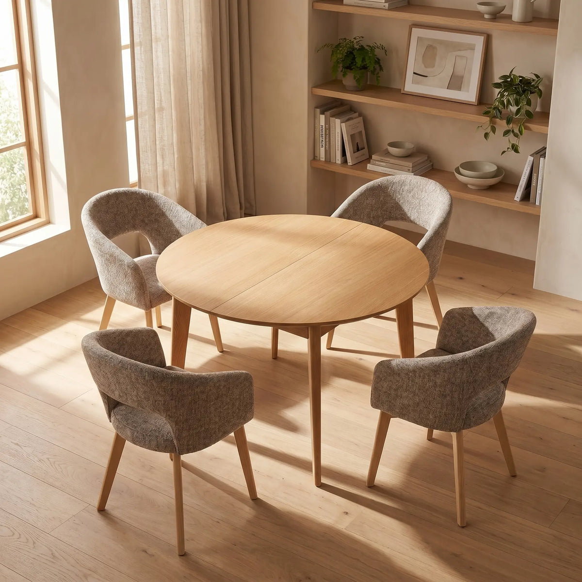 MODER II - Oak Extendable Round Dining Table
