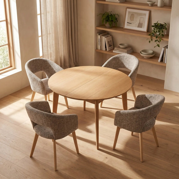 MODER II - Oak Extendable Round Dining Table