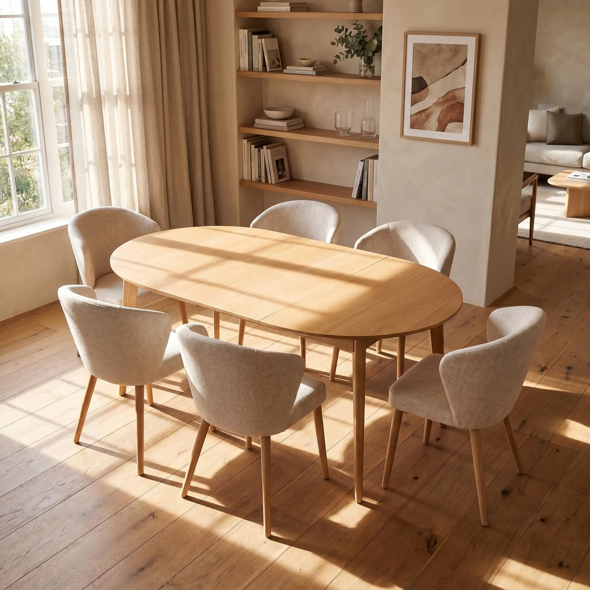 MODER II - Oak Extendable Round Dining Table
