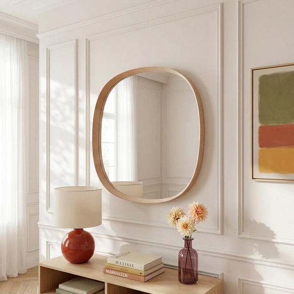 MEROPE - Oak Square Mirror - 90 cm