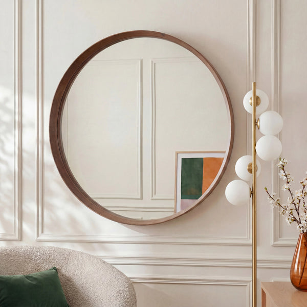 NEPTUNE II - Oak Round Mirror - 100 cm