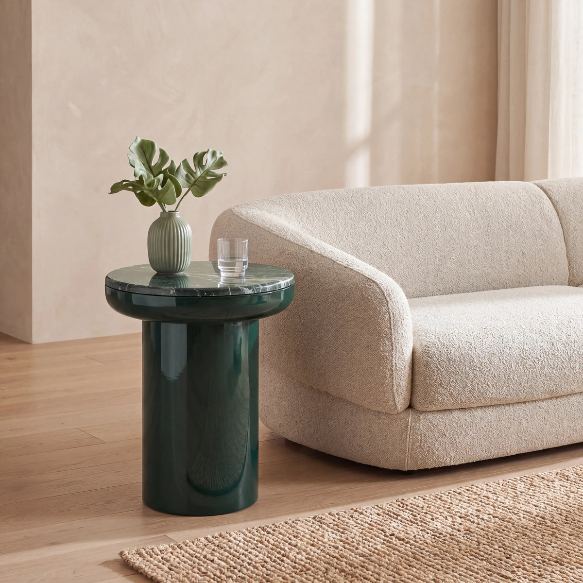 ODERNA - Lacquered & Marble Round Side Table