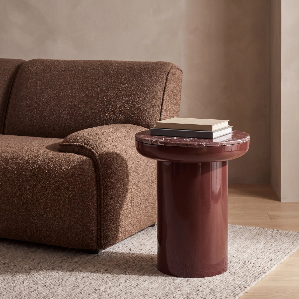ODERNA - Lacquered & Marble Round Side Table
