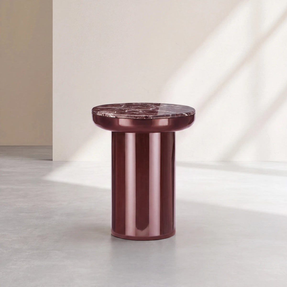 ODERNA - Lacquered & Marble Round Side Table