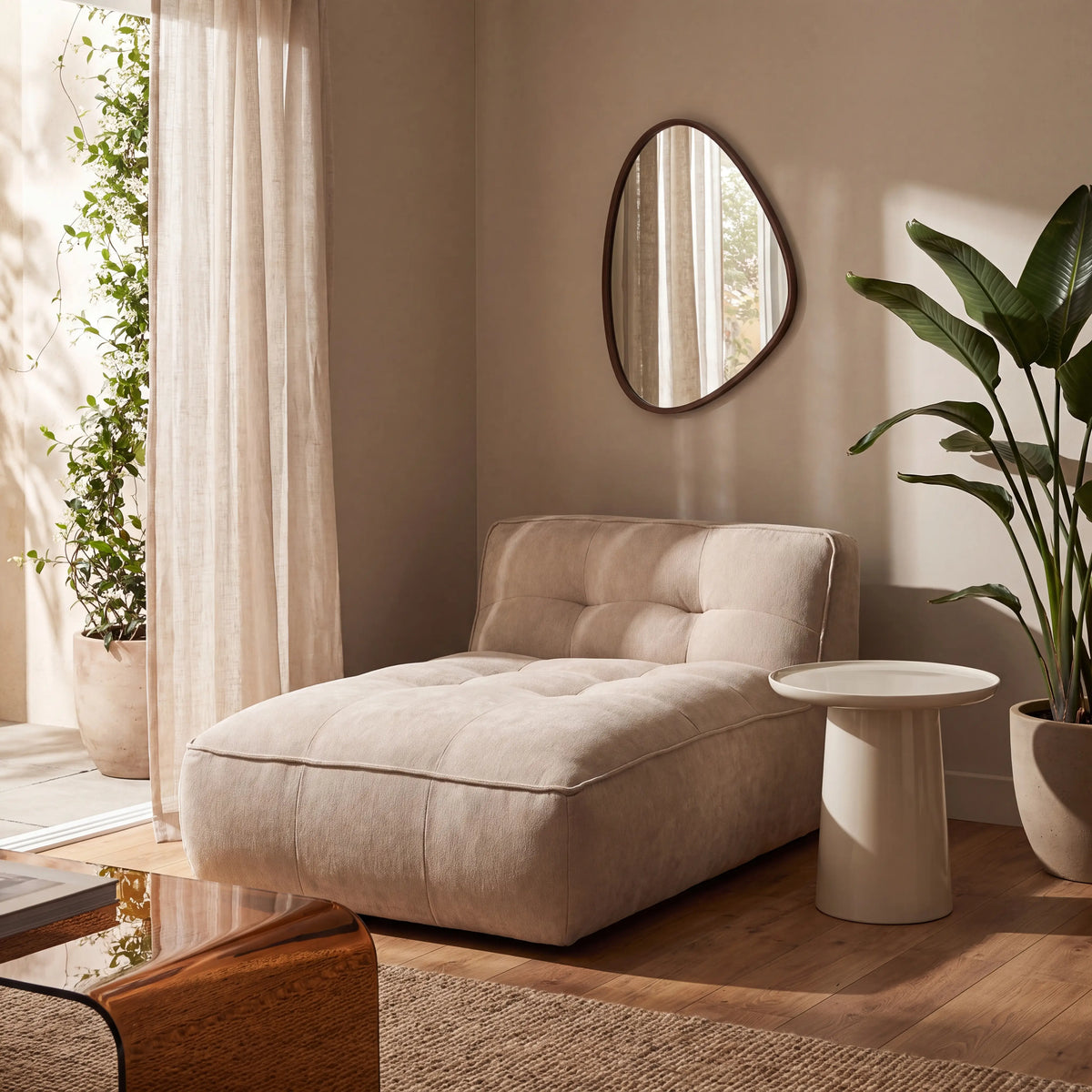 ORIETO MODULAR - Fabric Armless Chaise Sofa