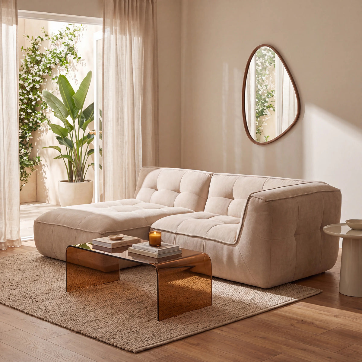 ORIETO - Fabric 3 Seater Left Corner Sofa