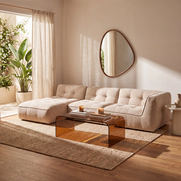ORIETO - Fabric 4 Seater Left Corner Sofa