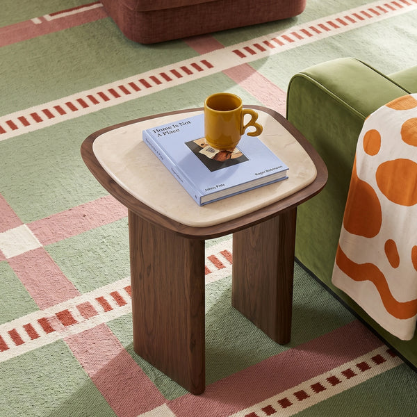 ORMEA - Marble & Walnut Side Table