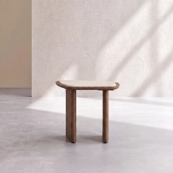 ORMEA - Marble & Walnut Side Table