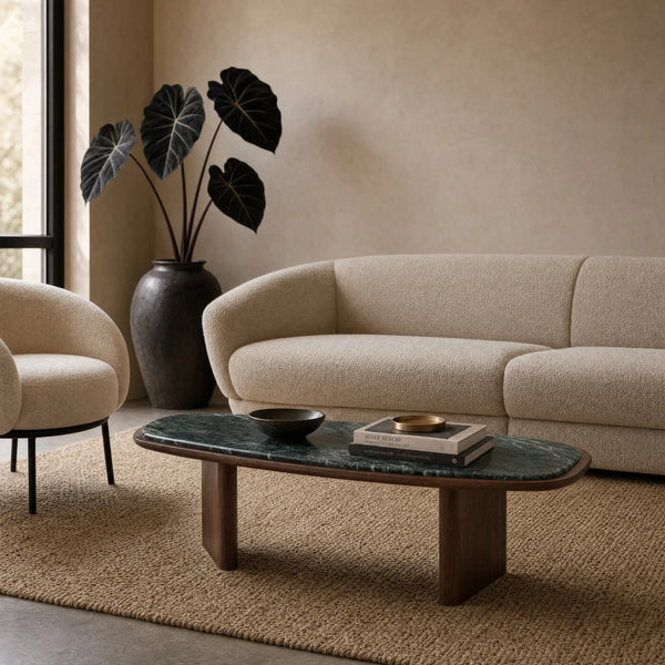 ORMEA - Marble & Walnut Rectangle Coffee Table