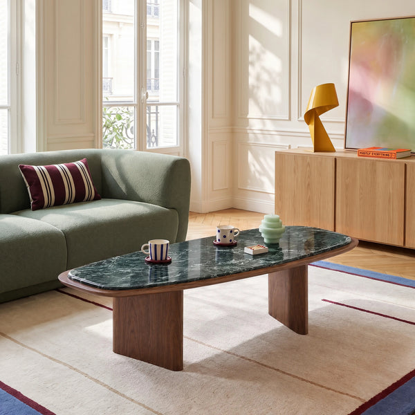 ORMEA - Marble & Walnut Rectangle Coffee Table