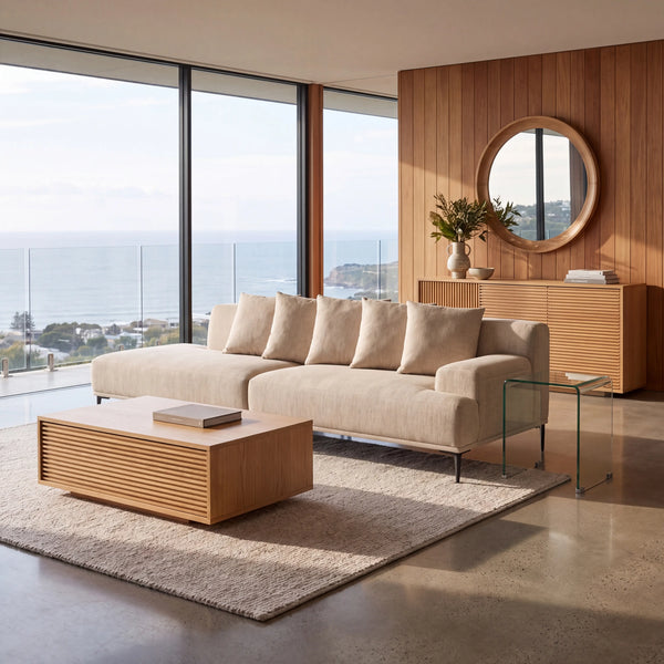 OTTONE II - Linen Left-facing Chaise Sofa