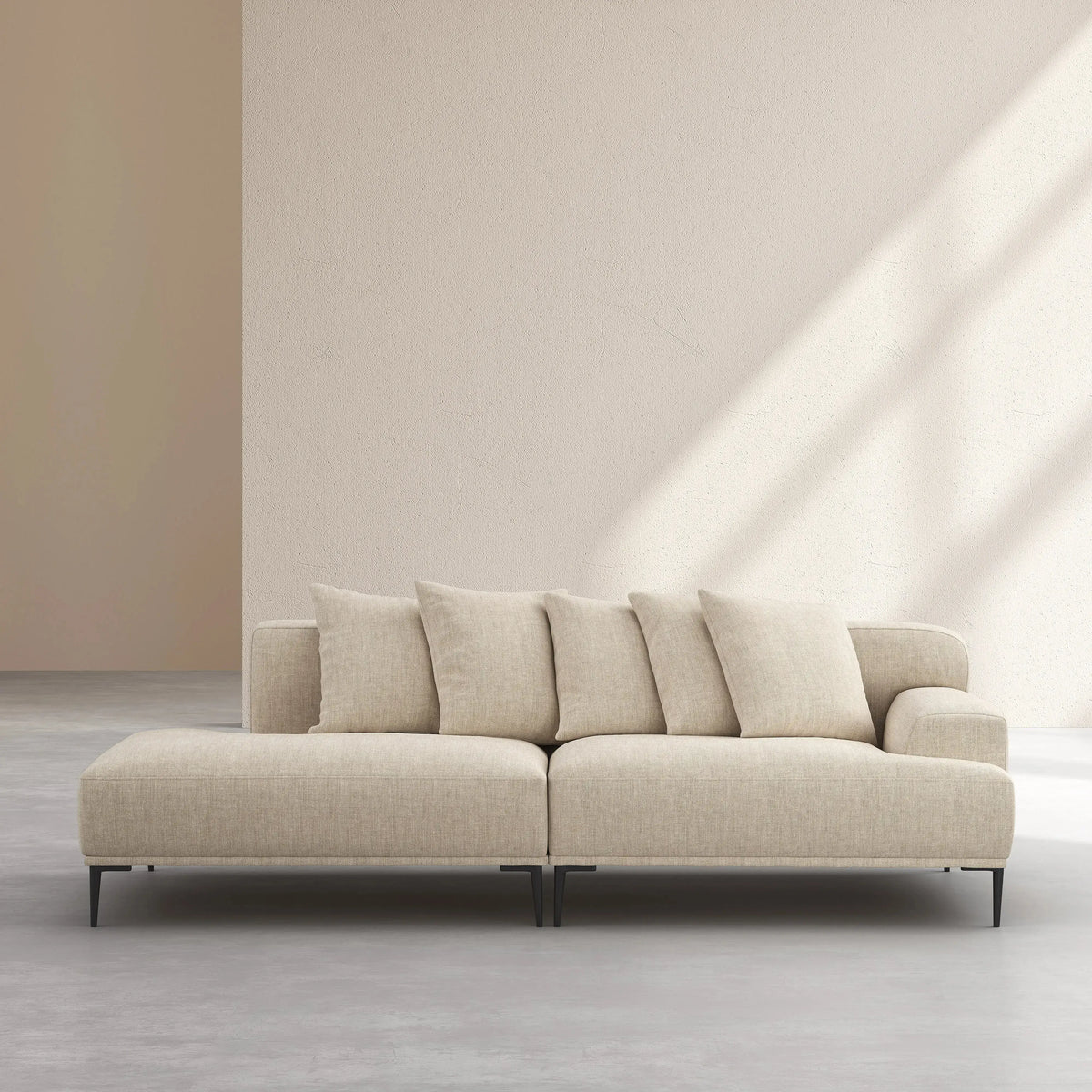 OTTONE II - Linen Left-facing Chaise Sofa