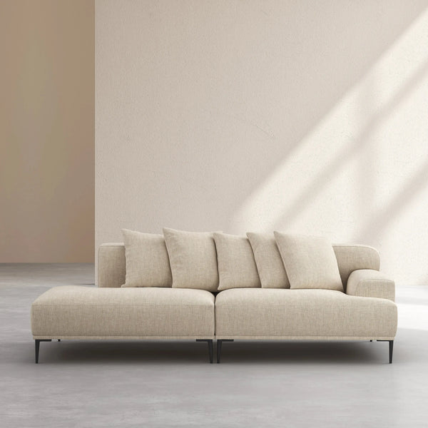 OTTONE II - Linen Left-facing Chaise Sofa