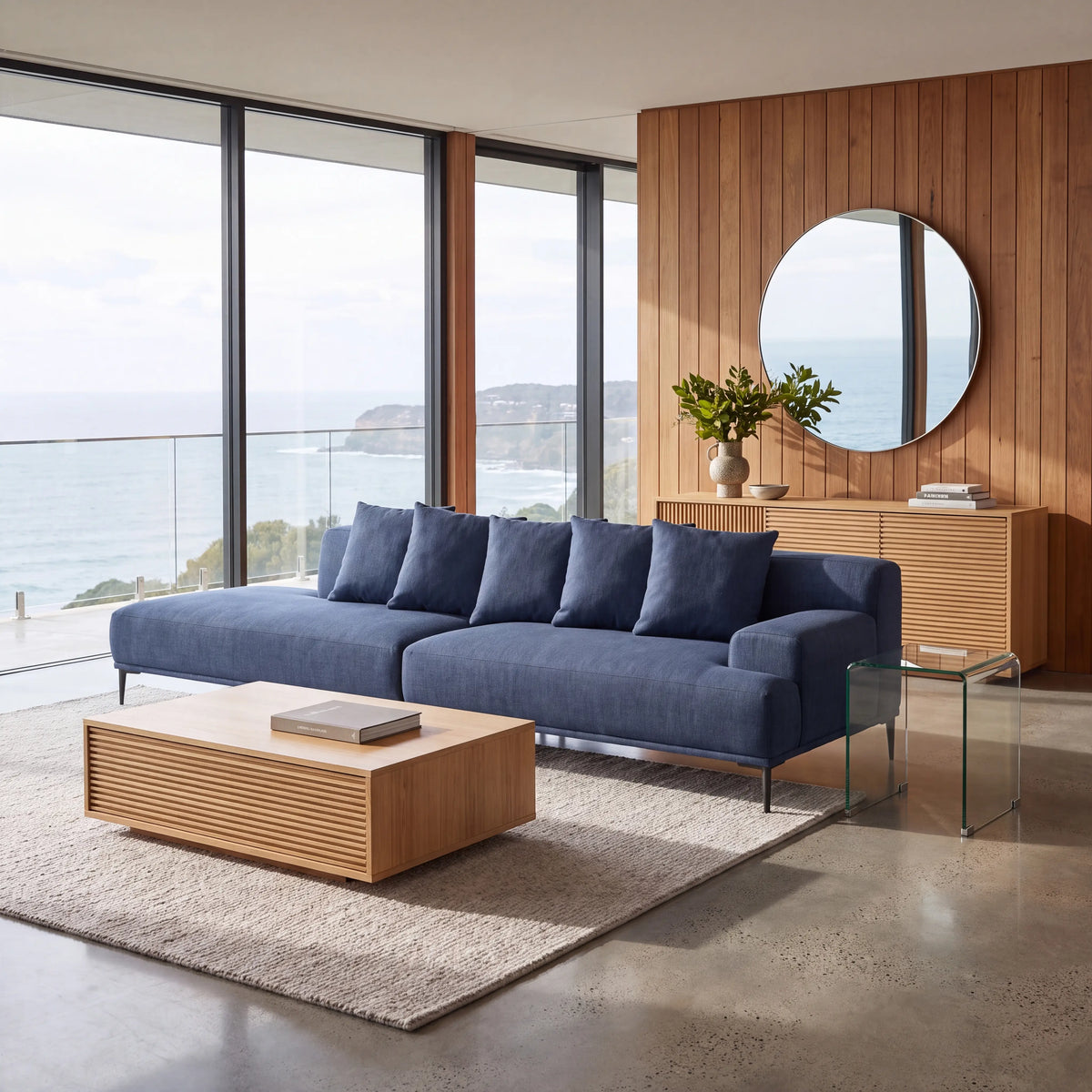 OTTONE II - Linen Left-facing Chaise Sofa
