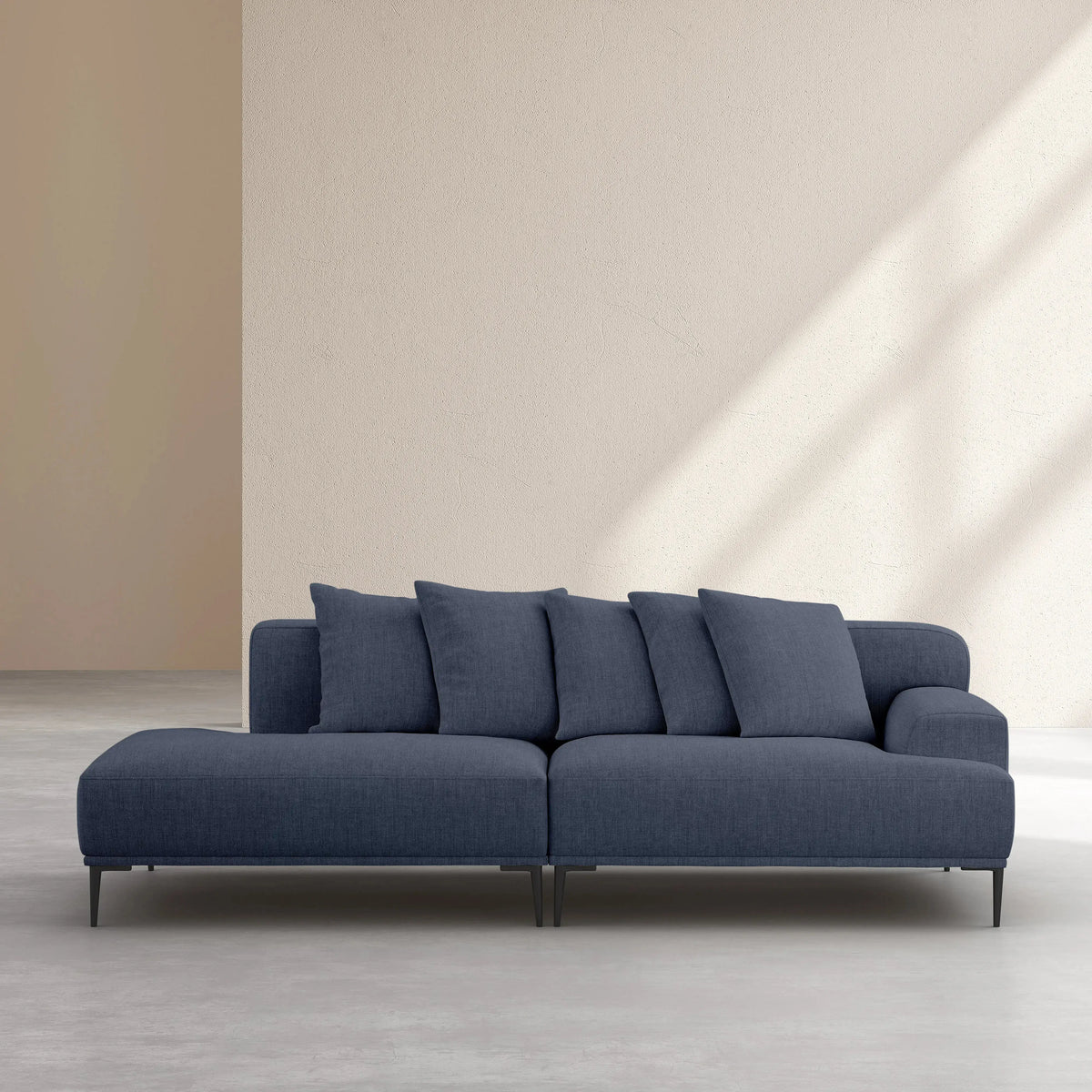 OTTONE II - Linen Left-facing Chaise Sofa