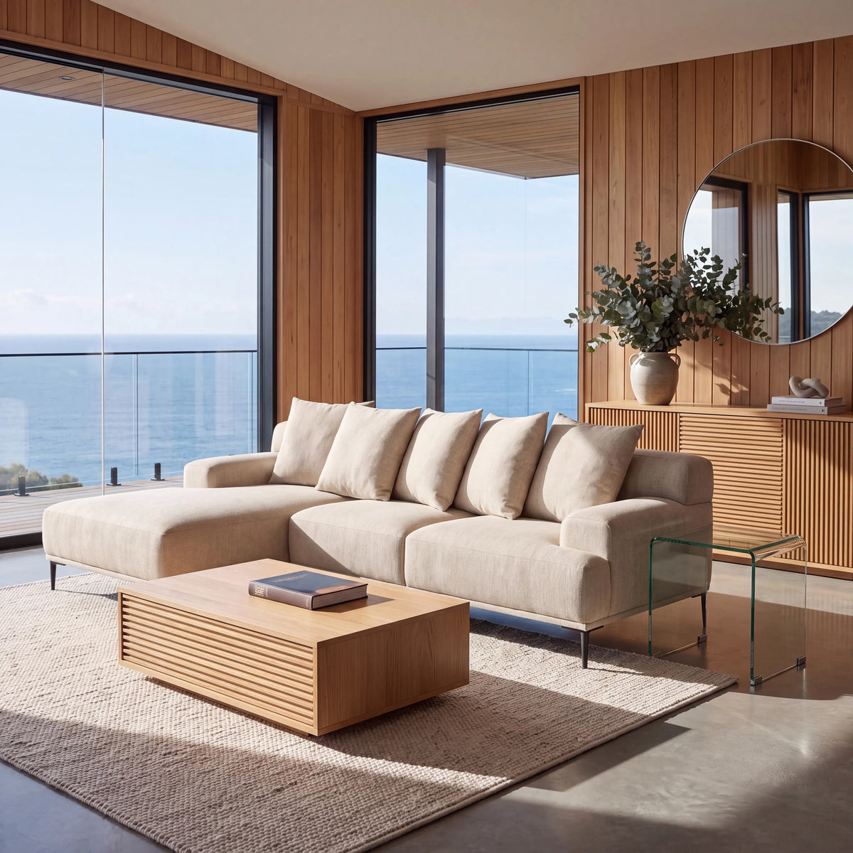 OTTONE II - Linen Left-hand Chaise Sofa