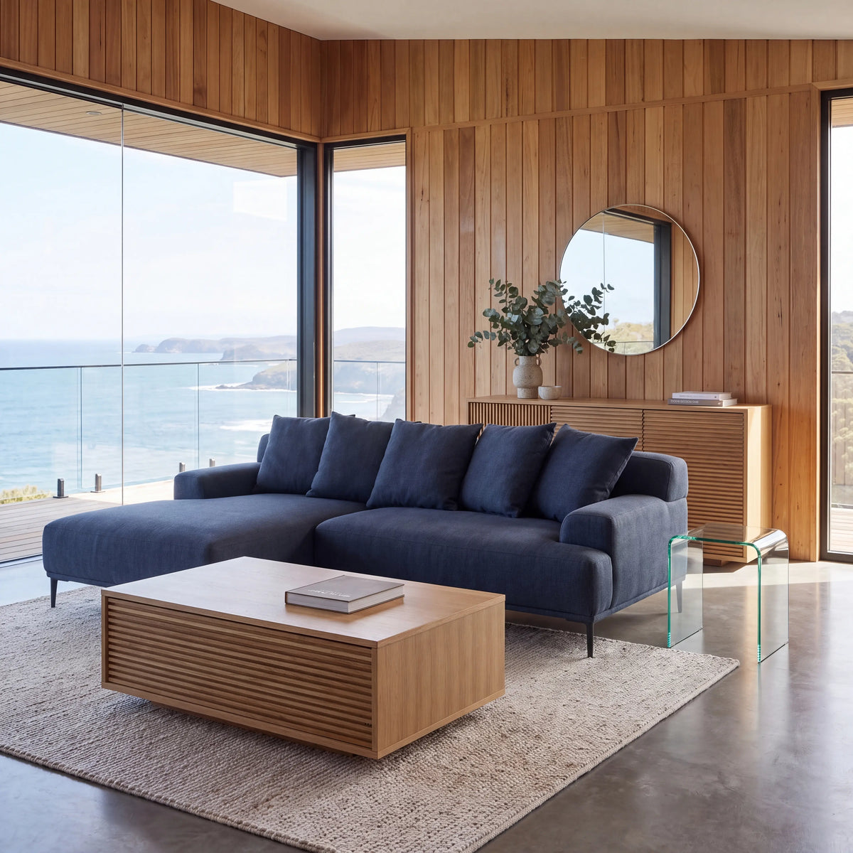 OTTONE II - Linen Left-hand Chaise Sofa