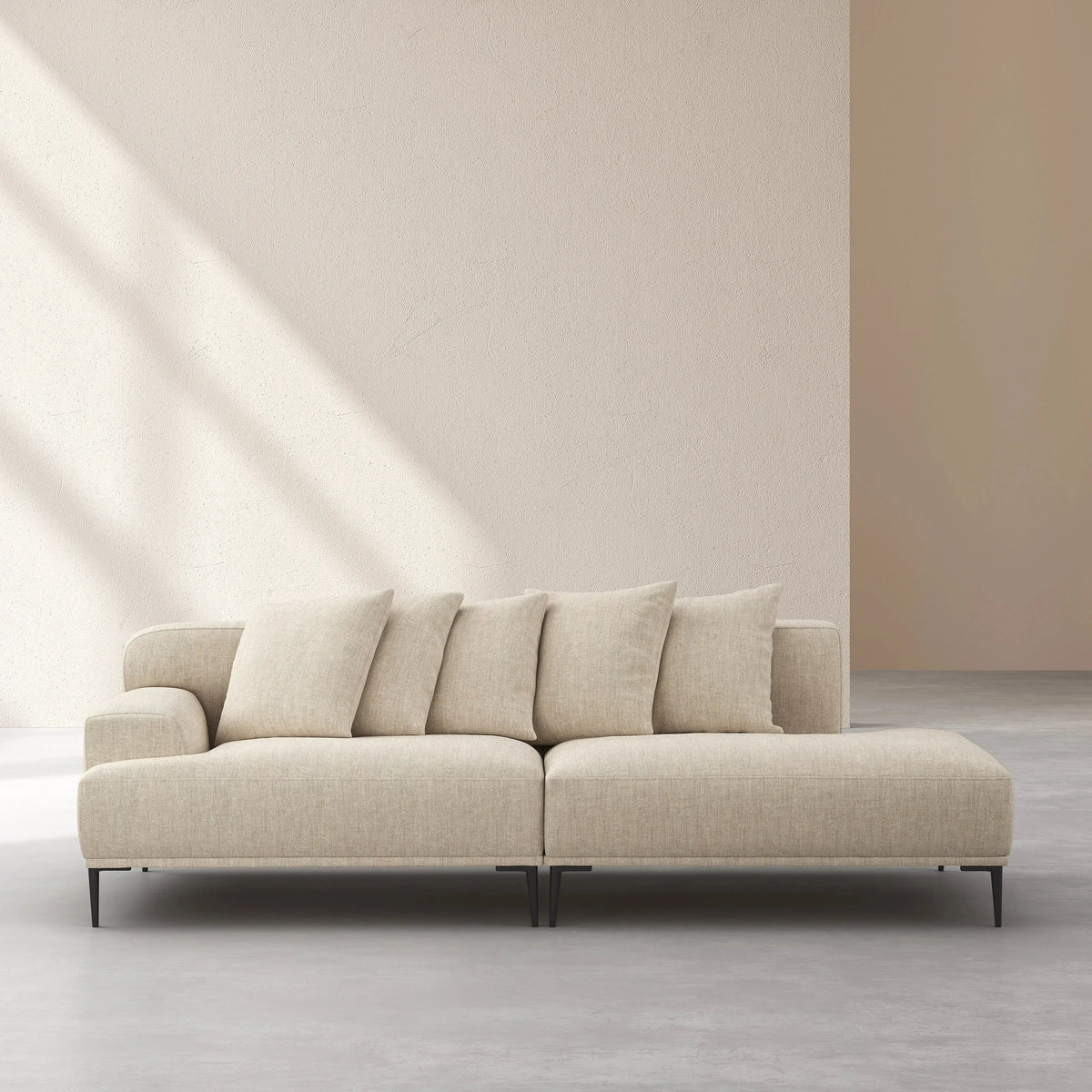 OTTONE II - Linen Right-facing Chaise Sofa
