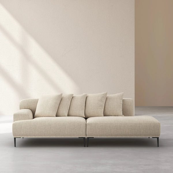 OTTONE II - Linen Right-facing Chaise Sofa