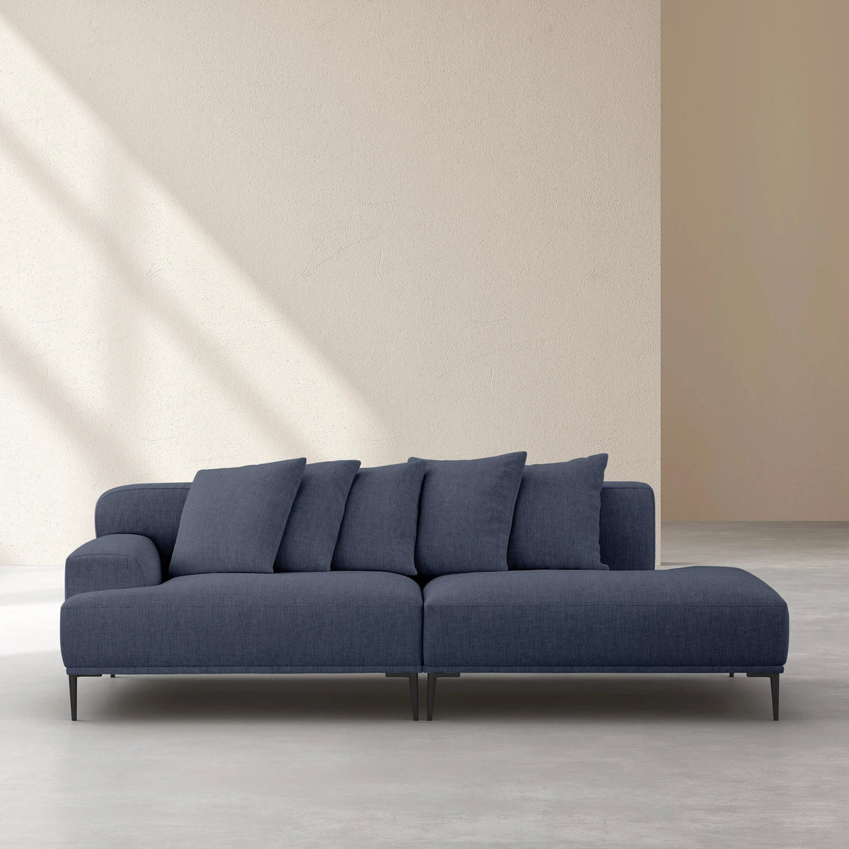 OTTONE II - Linen Right-facing Chaise Sofa