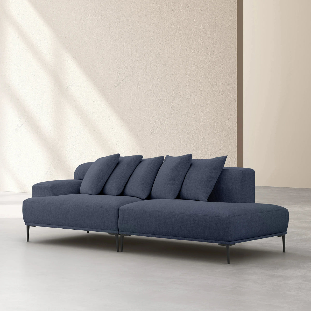 OTTONE II - Linen Right-facing Chaise Sofa