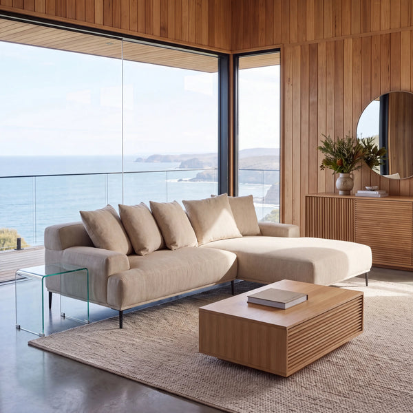 OTTONE II - Linen Right-hand Chaise Sofa