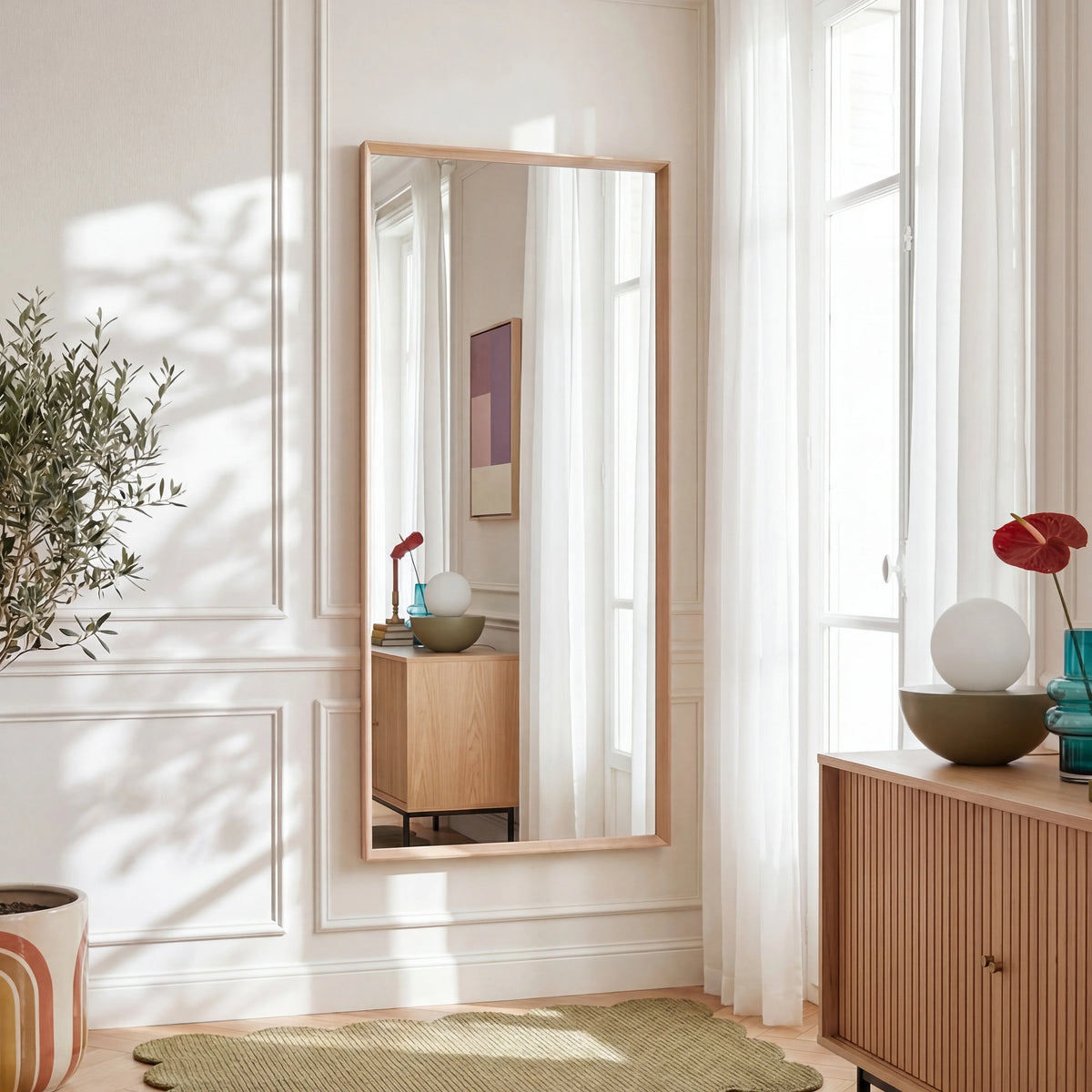 ORYOS - Oak Rectangular Mirror - 90 x 180 cm