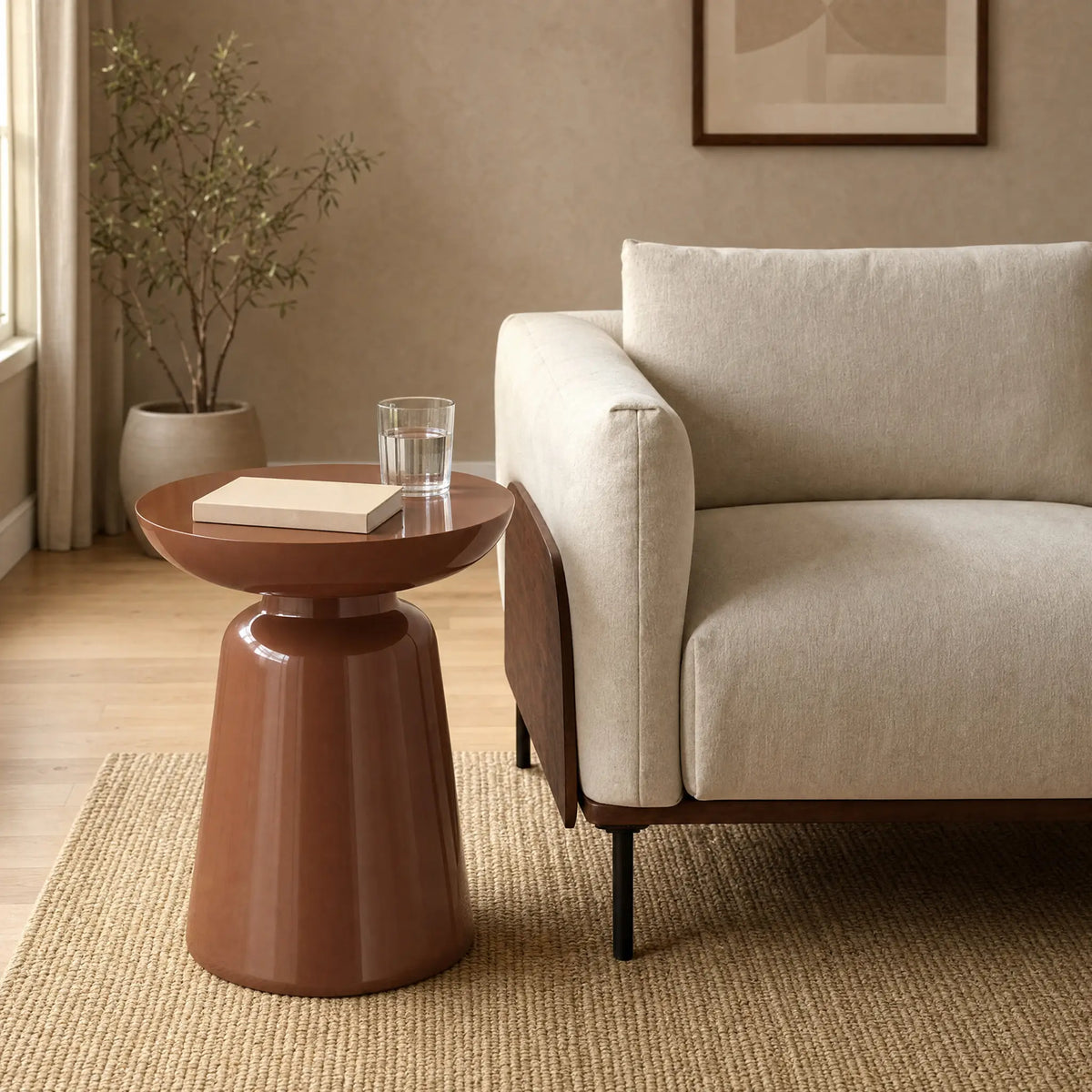 SOLENA - Lacquered Resin Round Side Table